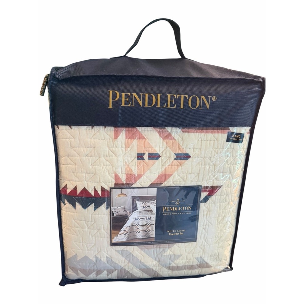 Pendleton White Sands Quilt Coverlet Set King Size Bed Spread w/ 2 Shams NEW